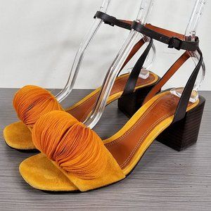 Mercedes Castillo Riza Block Heel Sandal, Tangerine, Womens Size 6.5 US / 36.5